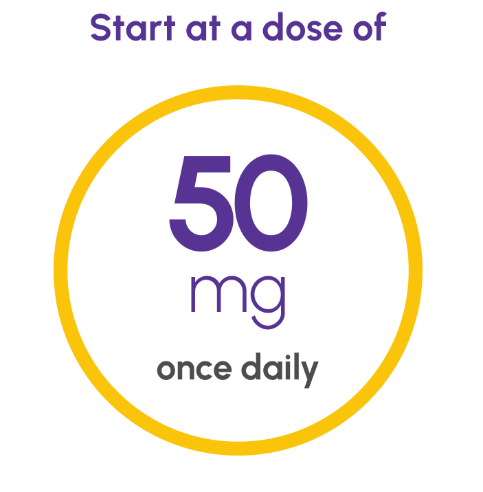 Dosing and Administration for patients in 2L: 50 mg once daily